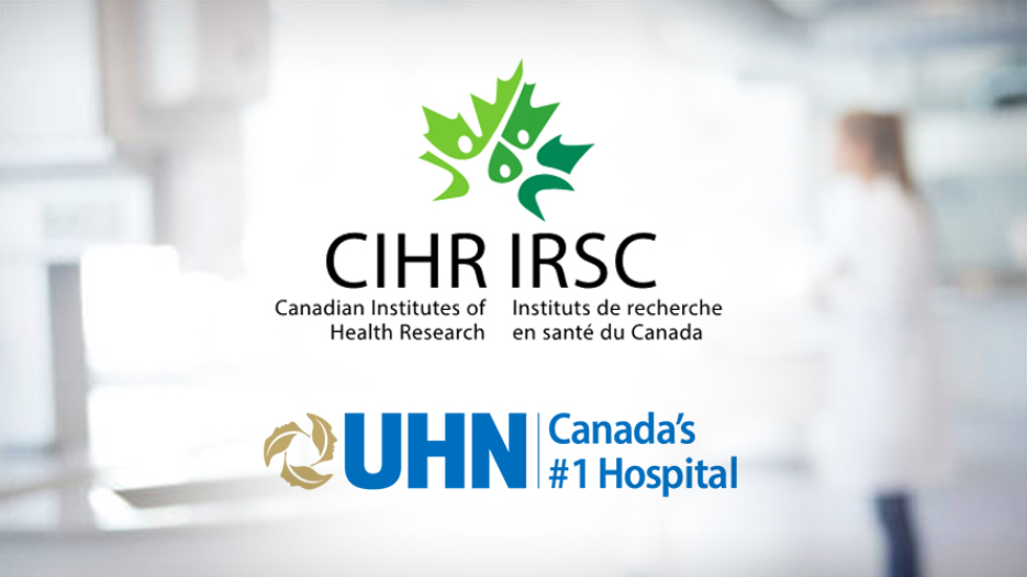 Blurred image of an individual standing in a research lab with organizational logos overtop.